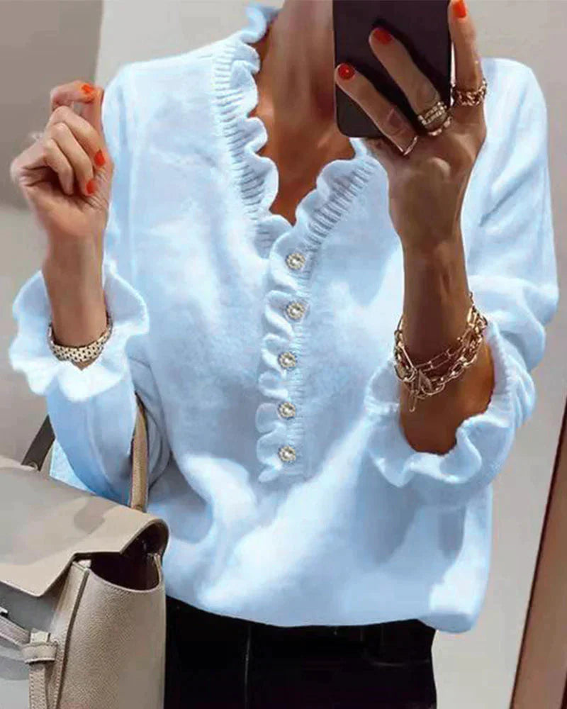 Womens Sweater with Ruffles Stylish Fit - BritishMode