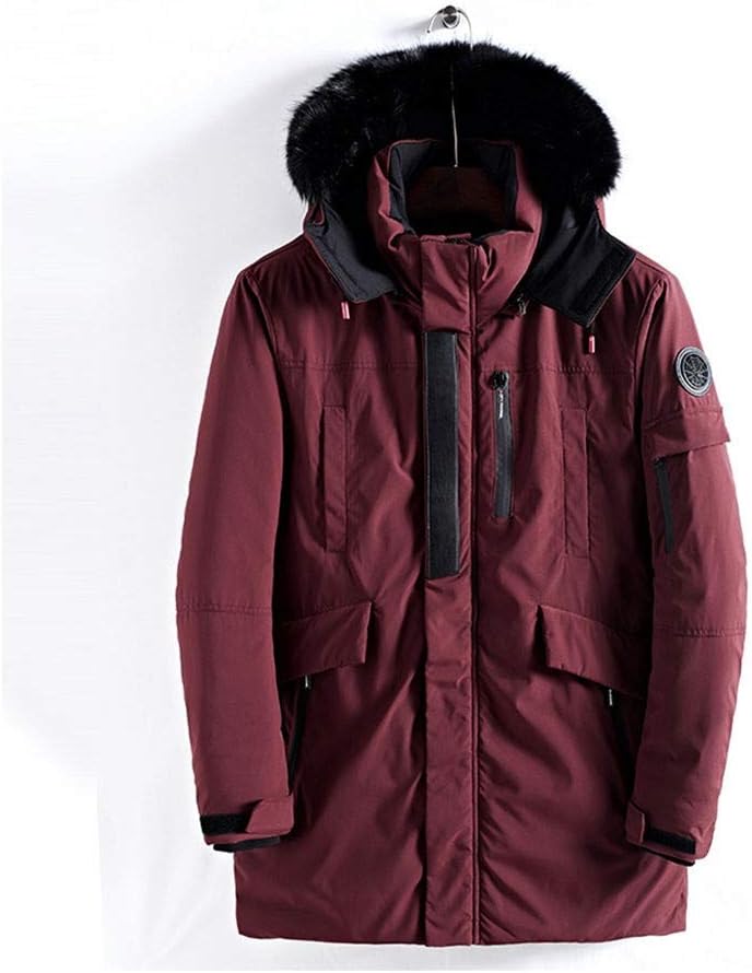 Mens Mid-Length Parka with Faux Fur Hood Winter Coat