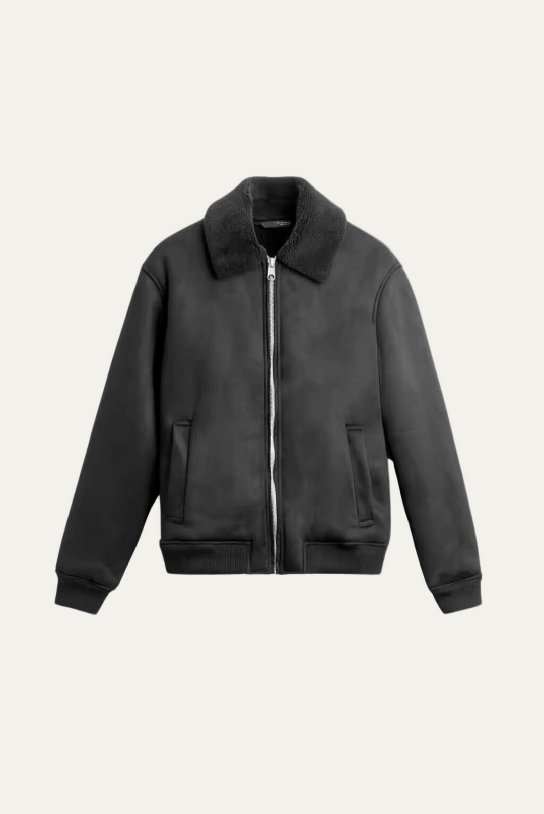Mens Bomber Jacket Faux Shearling Collar Regular Fit - BritishMode
