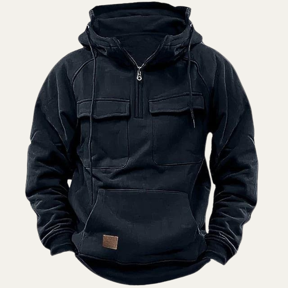 Mens Utility Hoodie Half Zip Rugged Fit