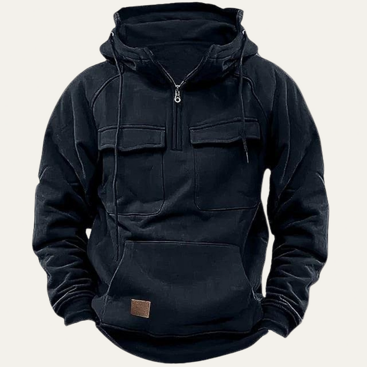 Mens Utility Hoodie Half Zip Rugged Fit