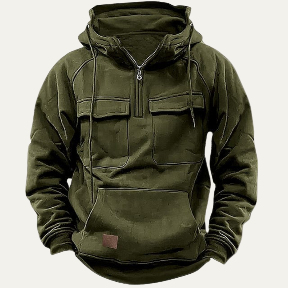 Mens Utility Hoodie Half Zip Rugged Fit