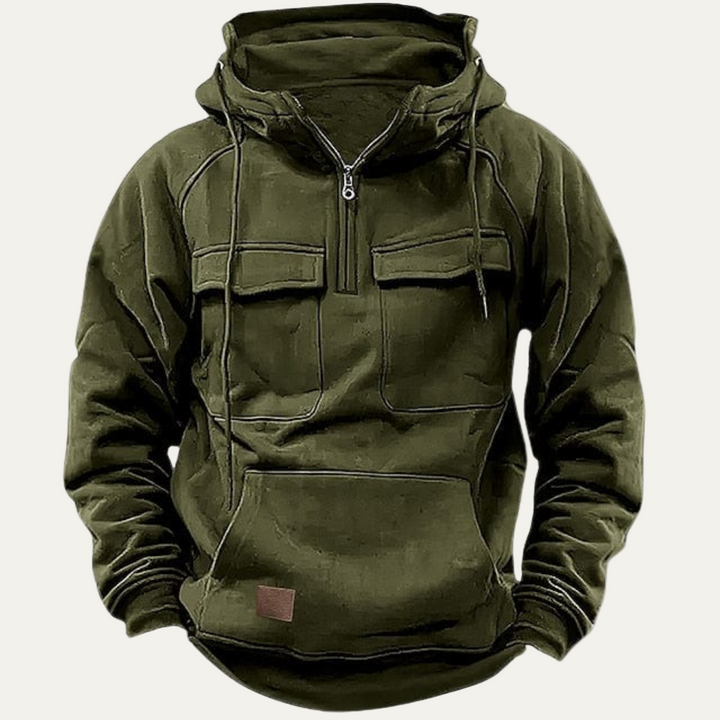 Mens Utility Hoodie Half Zip Rugged Fit
