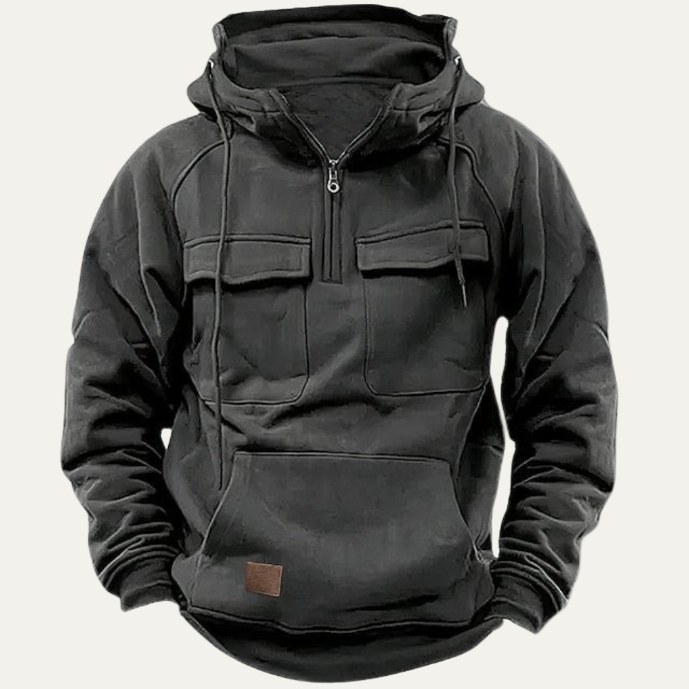 Mens Utility Hoodie Half Zip Rugged Fit