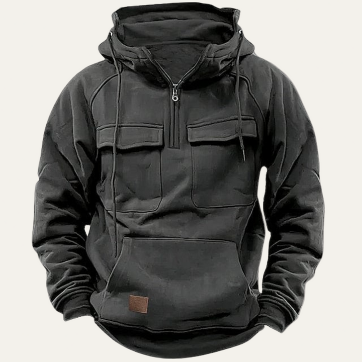 Mens Utility Hoodie Half Zip Rugged Fit