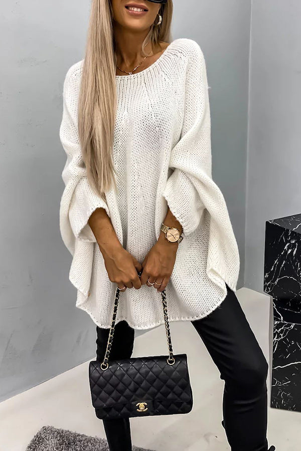 Womens Sweater with Round Neck Knit Fabric