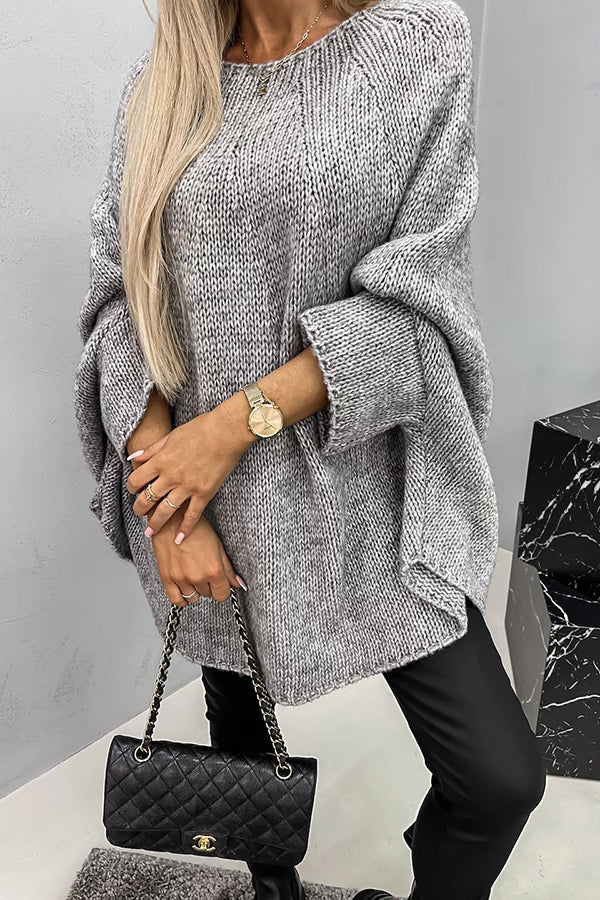 Womens Sweater with Round Neck Knit Fabric