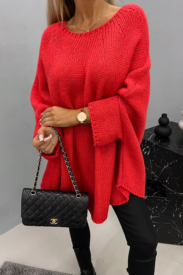 Womens Sweater with Round Neck Knit Fabric