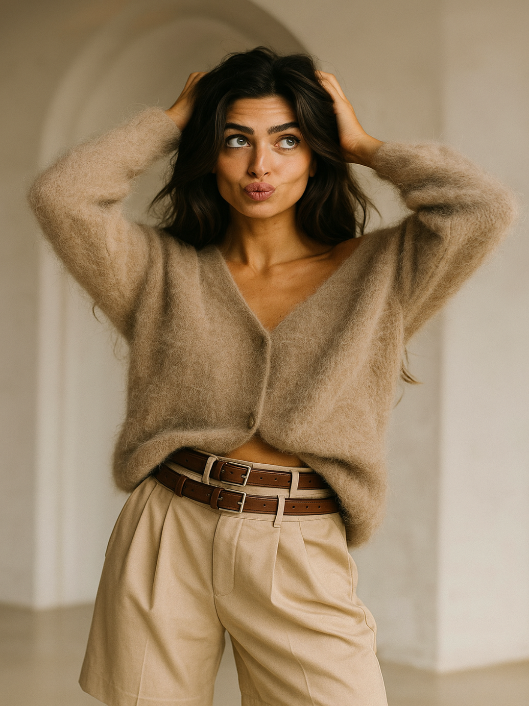 Womens Oversized Knit Cardigan Nylon Soft Lightweight Layer - BritishMode