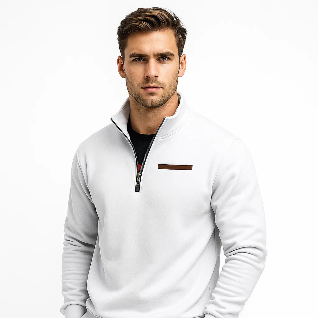 Mens Quarter Zip Pullover High Collar Slim Fit - BritishMode