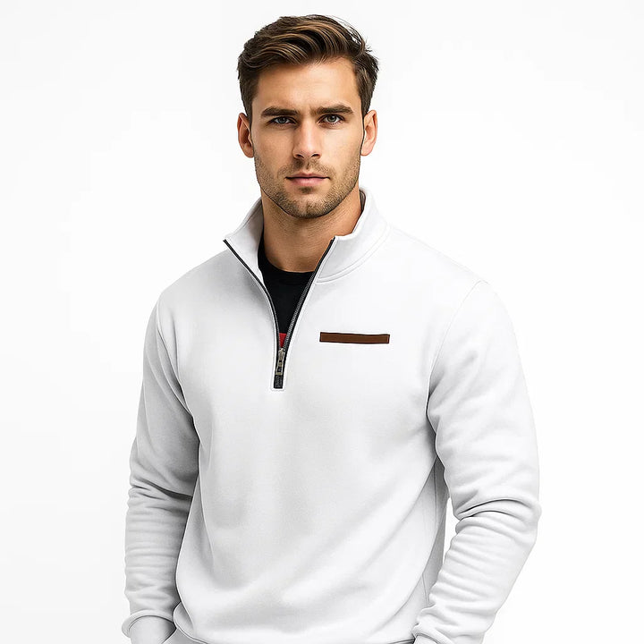 Mens Quarter Zip Pullover High Collar Slim Fit - BritishMode