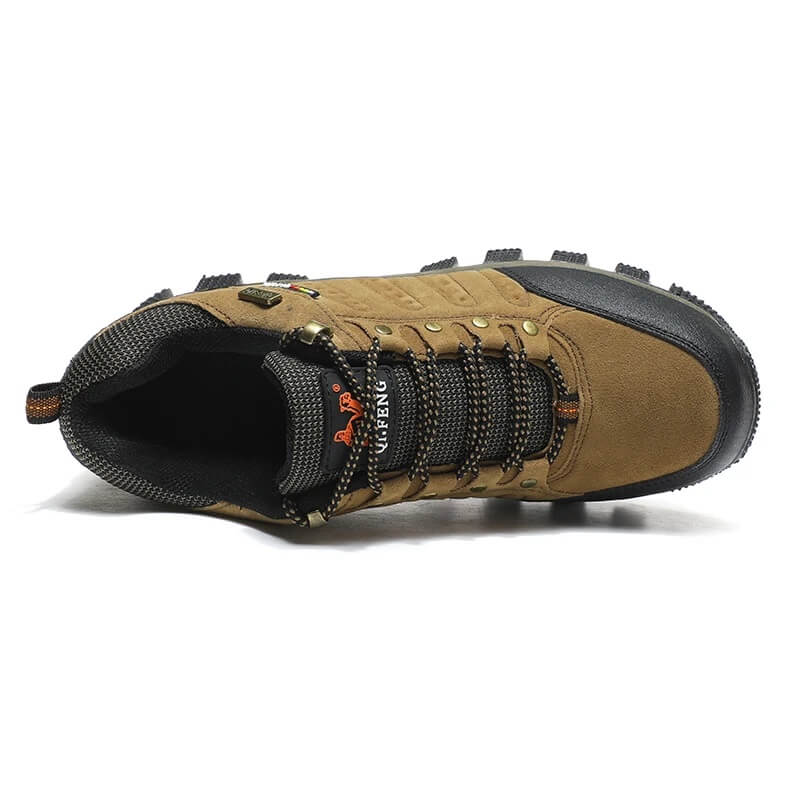 Mens Waterproof Leather Hiking Shoes Durable Fit