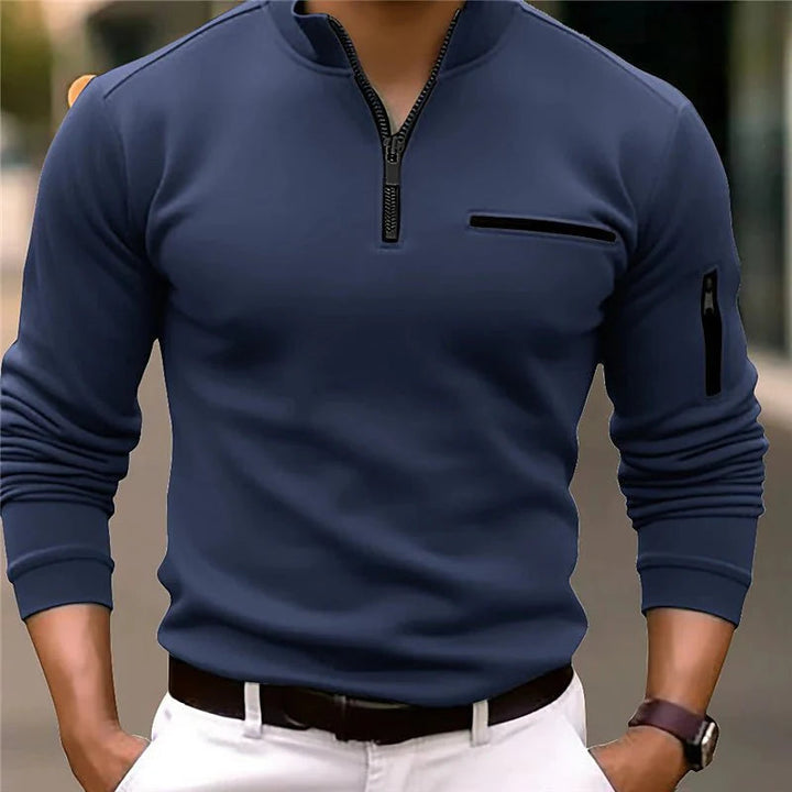 Mens Quarter-Zip Sweater Wool Blend Regular Fit