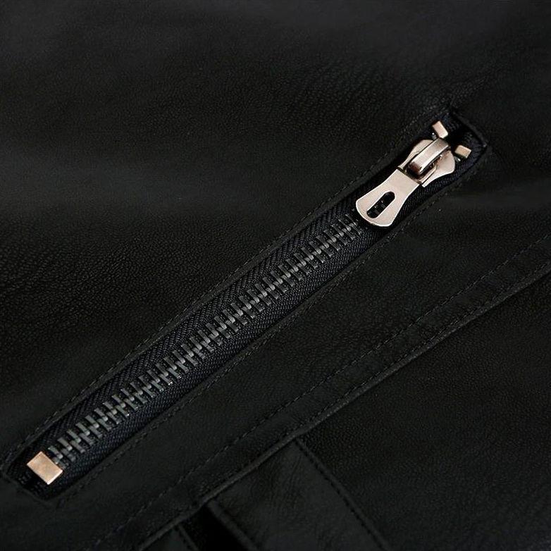 Mens Leather Jacket Titanium Finish Regular Fit