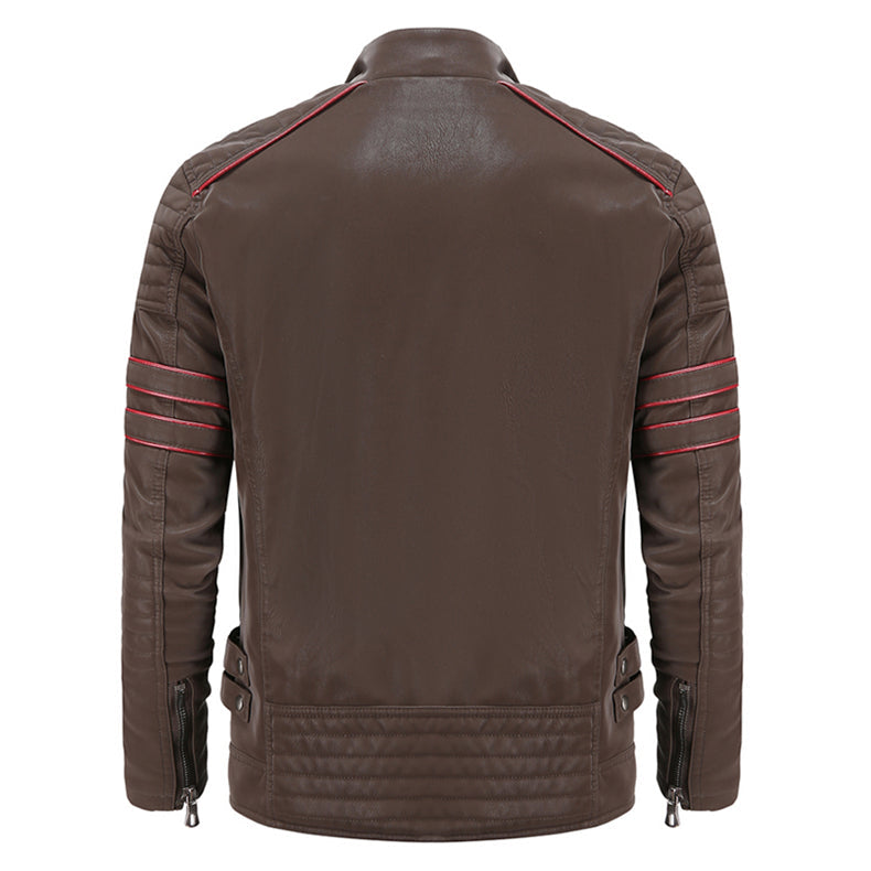Mens Leather Jacket Titanium Finish Regular Fit