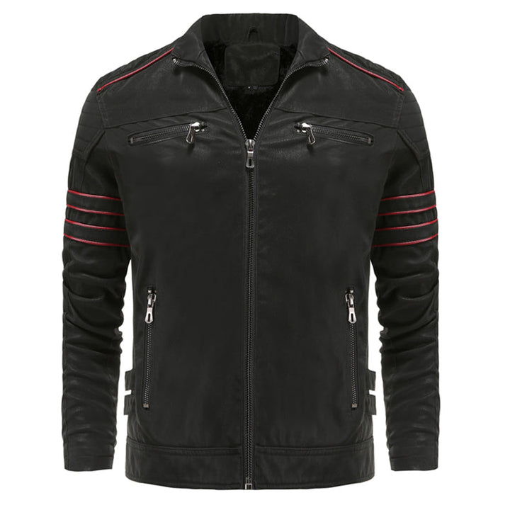 Mens Leather Jacket Titanium Finish Regular Fit