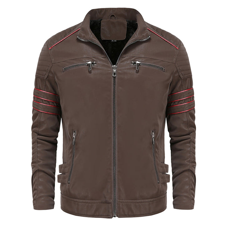 Mens Leather Jacket Titanium Finish Regular Fit