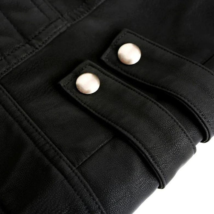 Mens Leather Jacket Titanium Finish Regular Fit