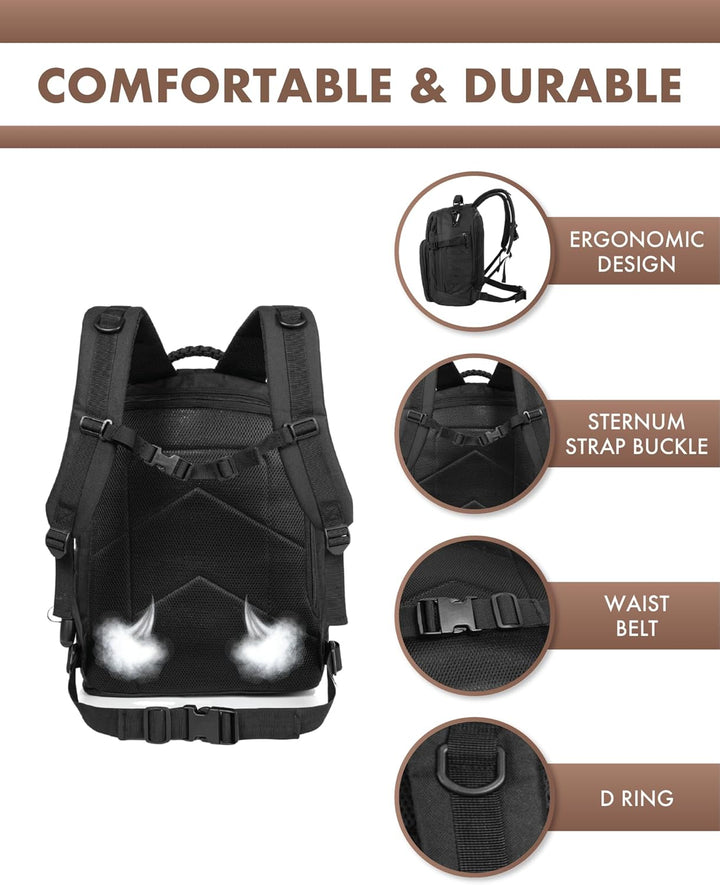 Unisex Tactical Backpack with Molle System and Laptop Compartment 35L