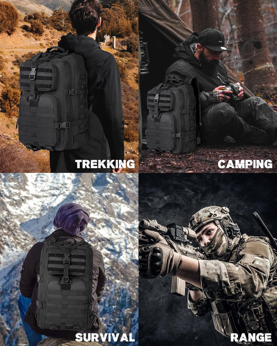 Unisex Tactical Backpack with Molle System and Laptop Compartment 35L