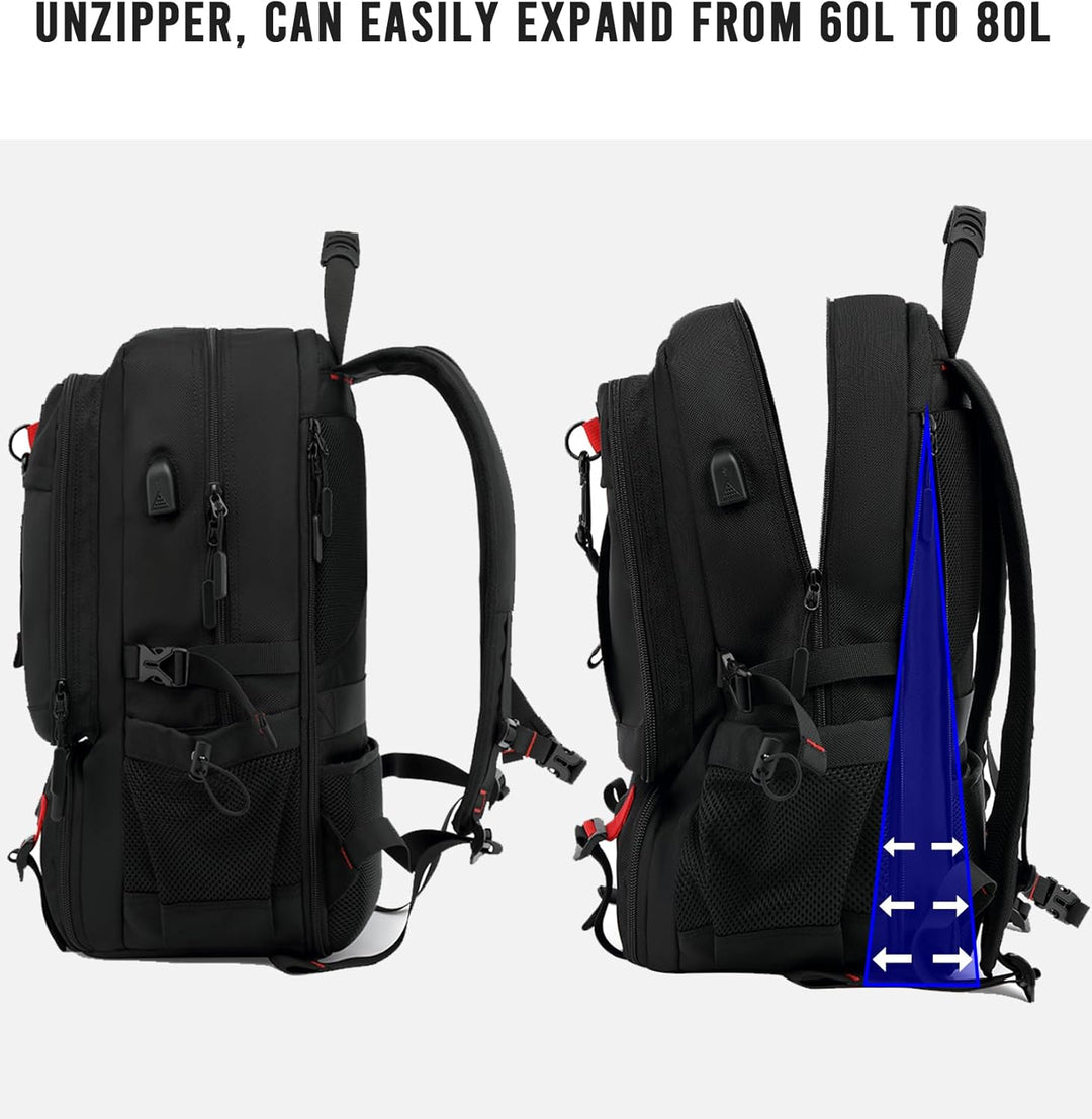 Unisex Waterproof Travel Backpack with USB Port and Shoe Compartment