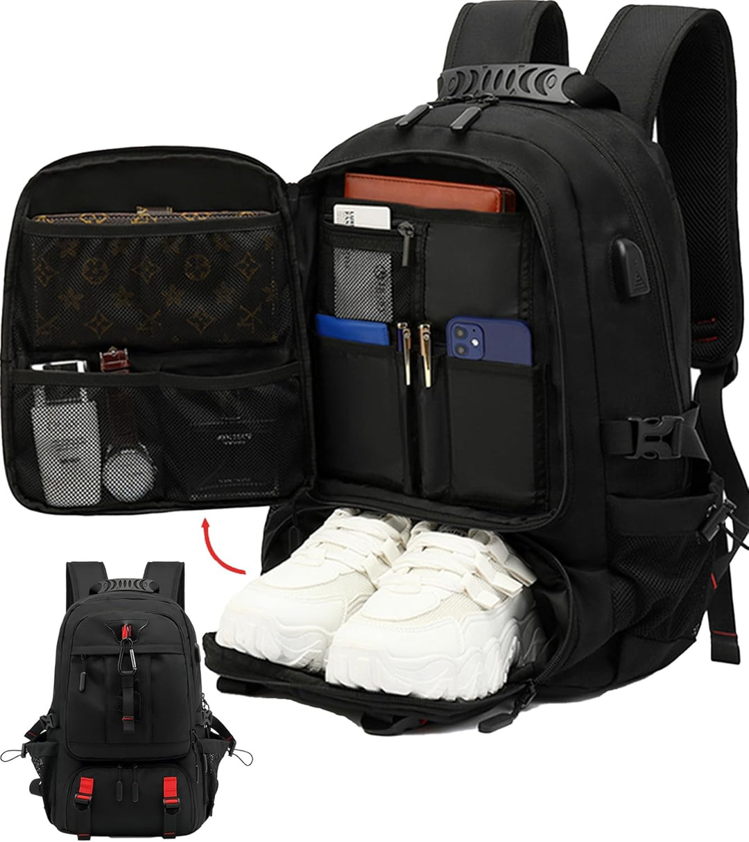 Unisex Waterproof Travel Backpack with USB Port and Shoe Compartment - BritishMode