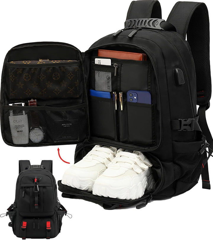 Unisex Waterproof Travel Backpack with USB Port and Shoe Compartment - BritishMode
