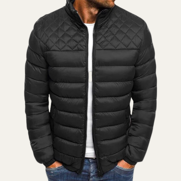 Mens Quilted Insulated Puffer Jacket Mixed Fabric - BritishMode