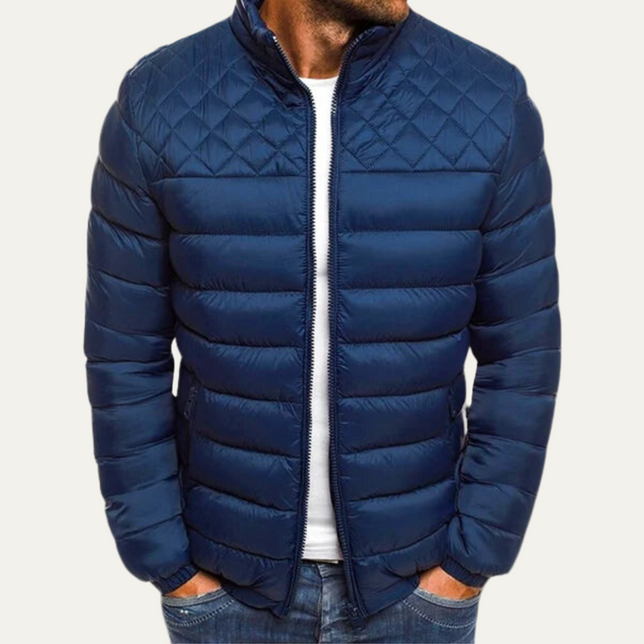 Mens Quilted Insulated Puffer Jacket Mixed Fabric