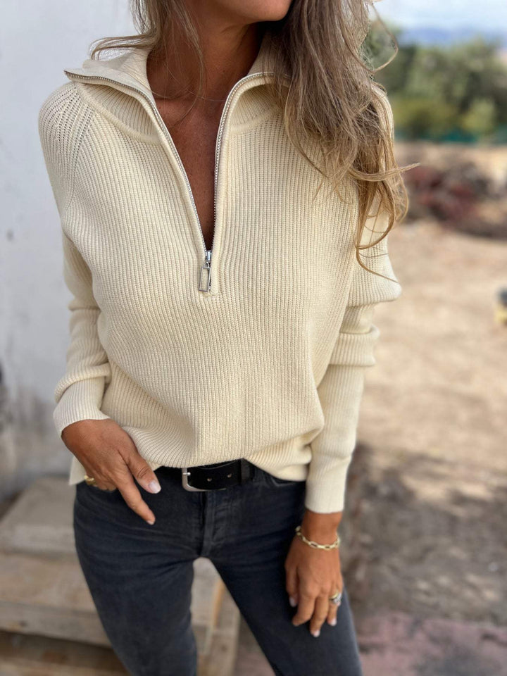 Mens Sweater with Collar Knit Pullover