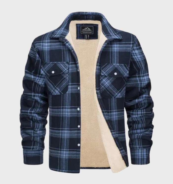 Mens Flannel Jacket Vintage Style Relaxed Fit