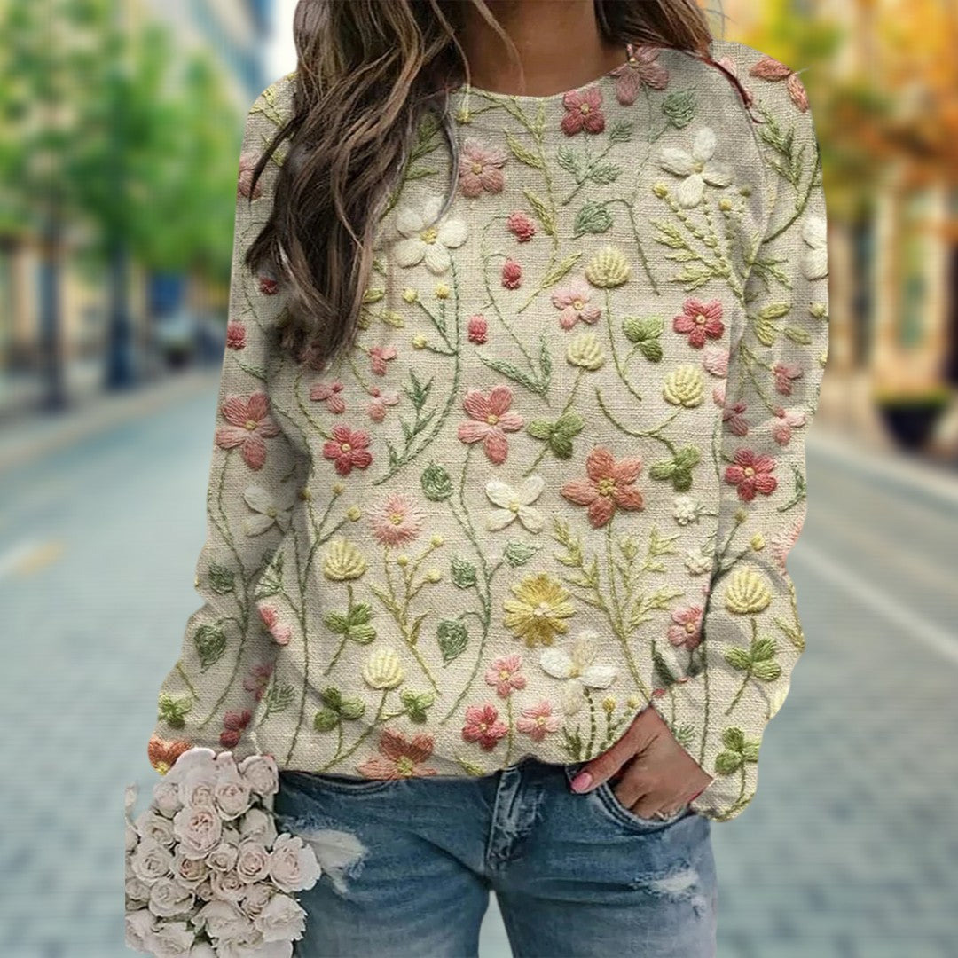 Womens Sweater Floral Print Lightweight Fit