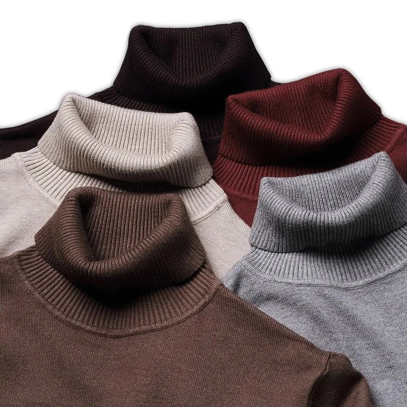 Mens Turtleneck Sweater Knit Fit