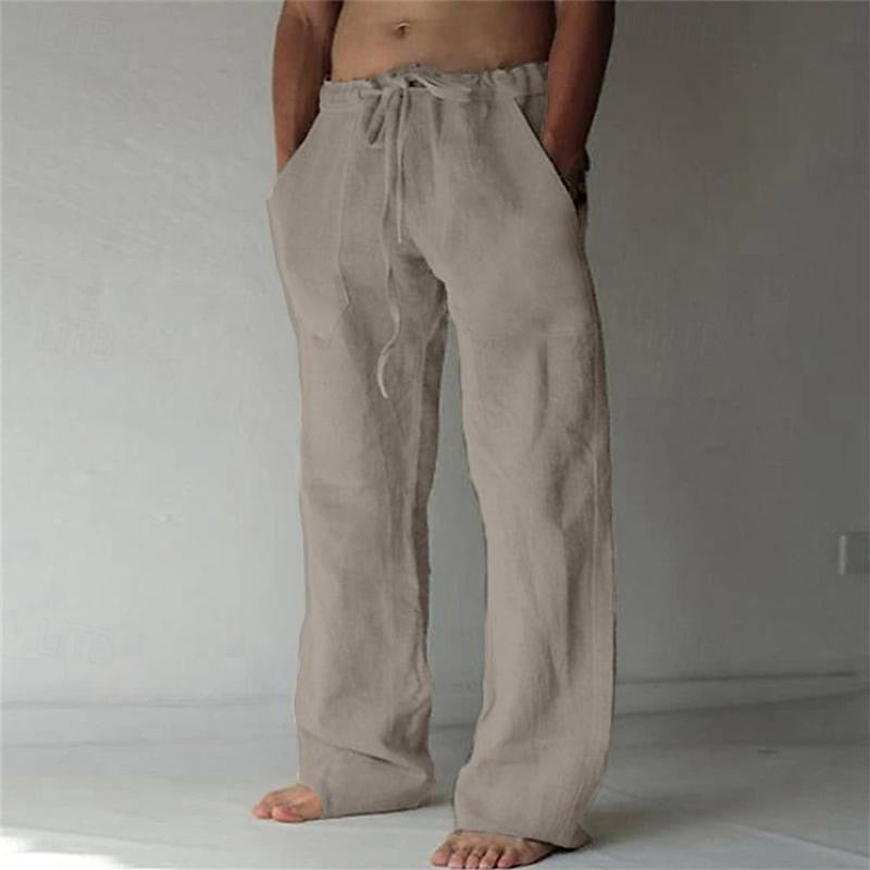 Mens Linen Pants Breathable Casual Comfort Fit