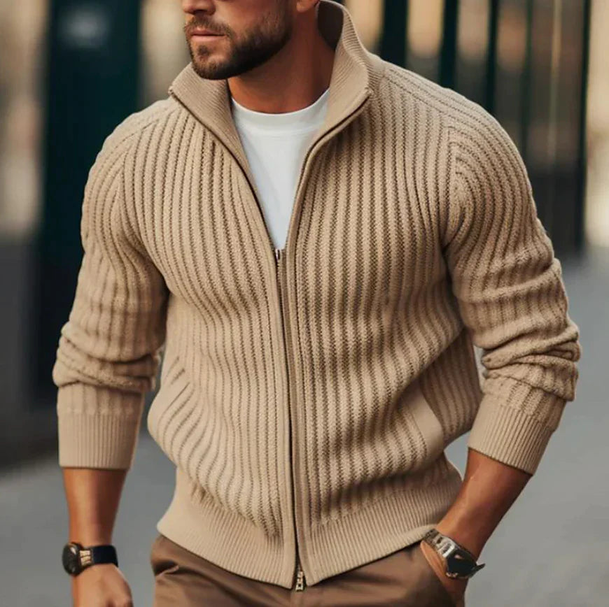 Mens Thermal Cardigan Full-Zip Classic Fit - BritishMode