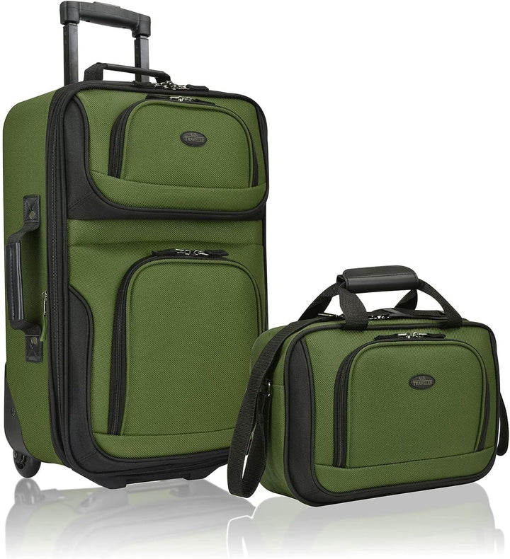 Unisex Softside Carry-On Luggage Set Expandable with Skate Wheels