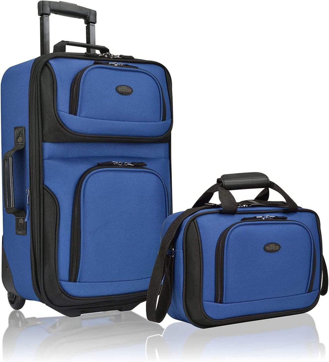 Unisex Softside Carry-On Luggage Set Expandable with Skate Wheels