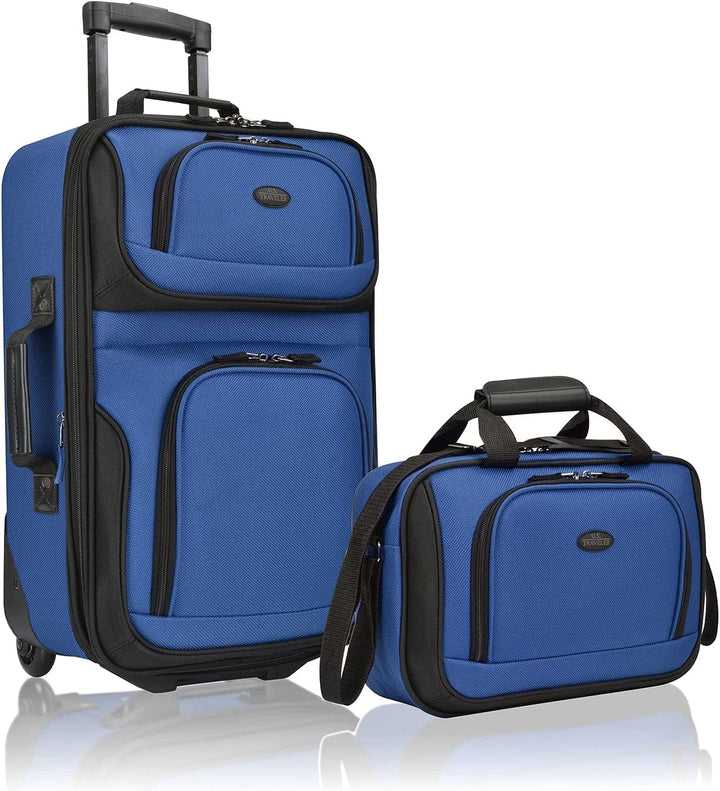 Unisex Softside Carry-On Luggage Set Expandable with Skate Wheels