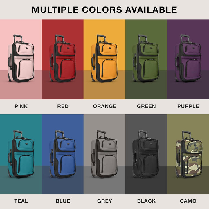 Unisex Softside Carry-On Luggage Set Expandable with Skate Wheels