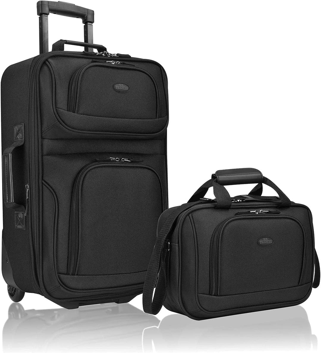 Unisex Softside Carry-On Luggage Set Expandable with Skate Wheels