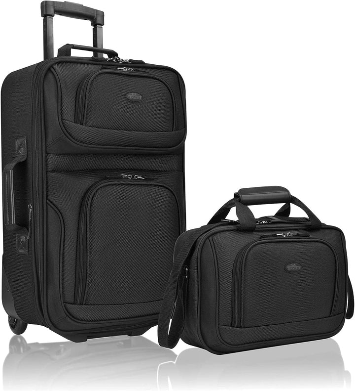 Unisex Softside Carry-On Luggage Set Expandable with Skate Wheels