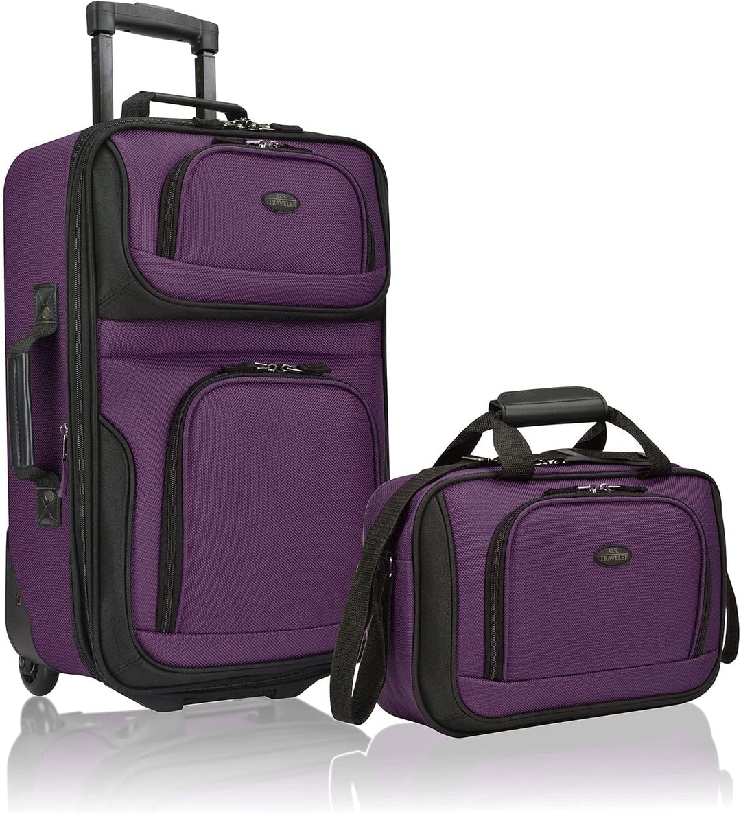 Unisex Softside Carry-On Luggage Set Expandable with Skate Wheels