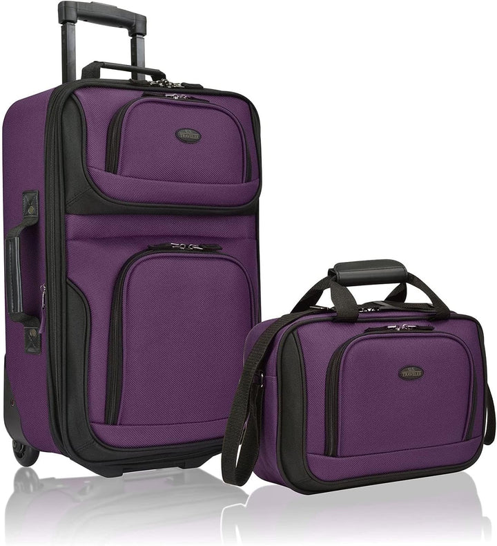 Unisex Softside Carry-On Luggage Set Expandable with Skate Wheels