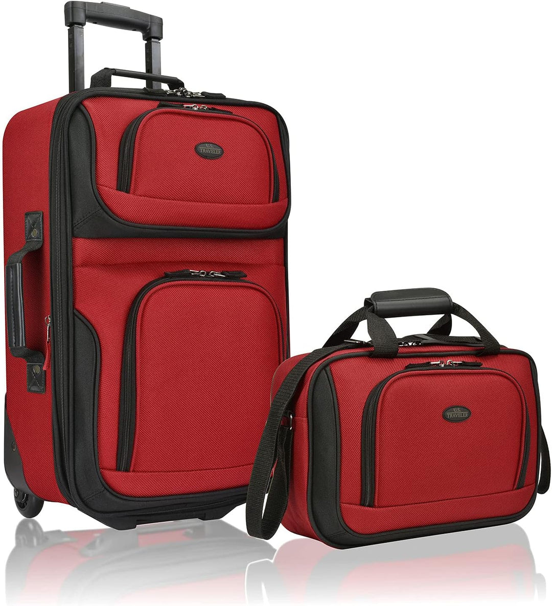 Unisex Softside Carry-On Luggage Set Expandable with Skate Wheels