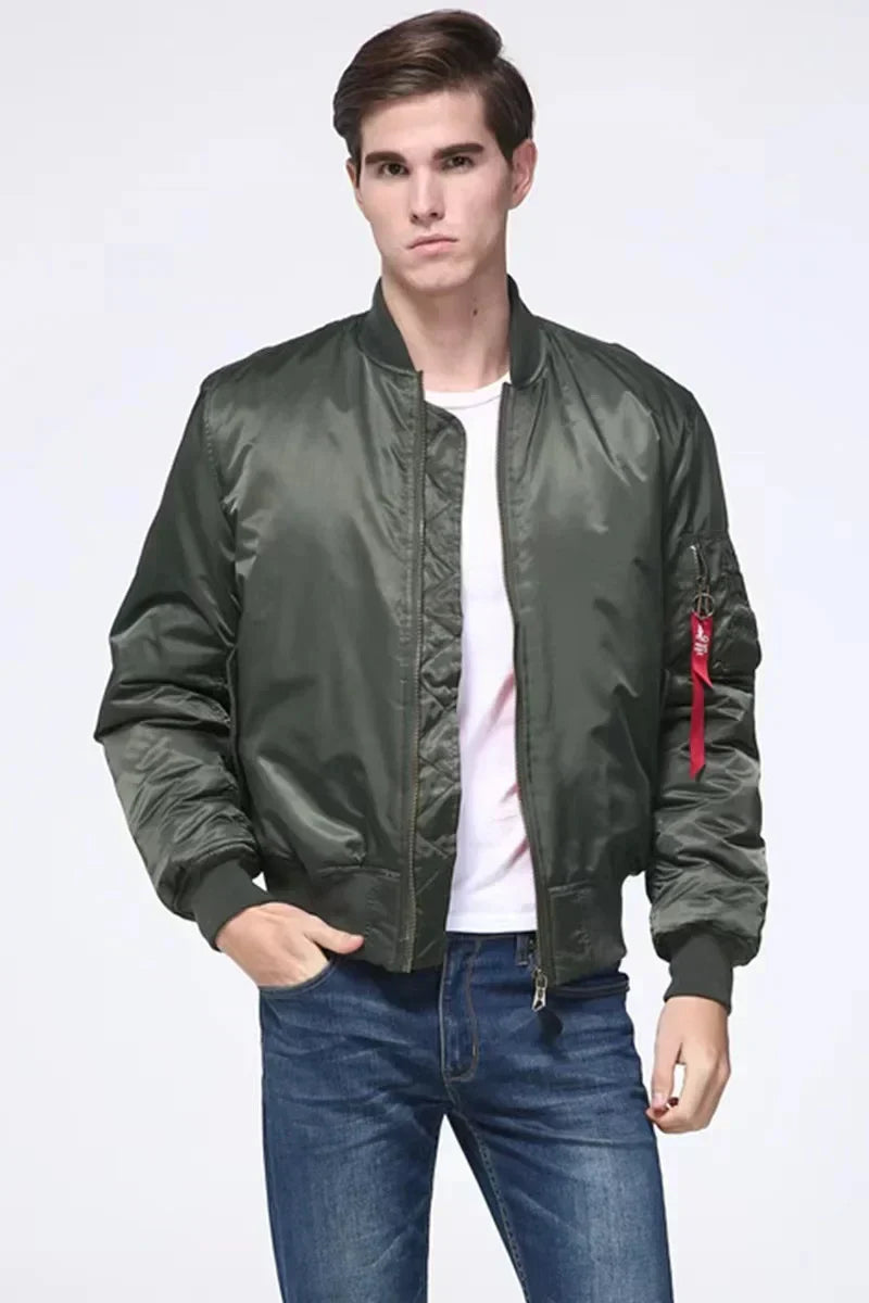 Unisex Bomber Jacket with Zipper Casual Fit
