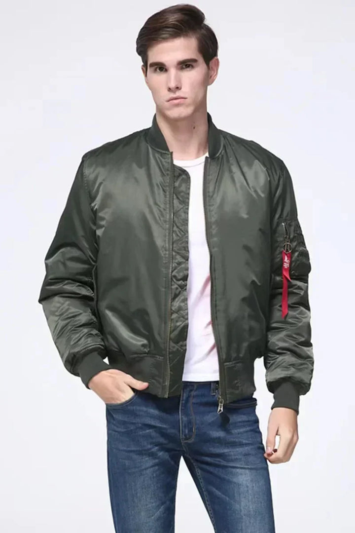 Unisex Bomber Jacket with Zipper Casual Fit