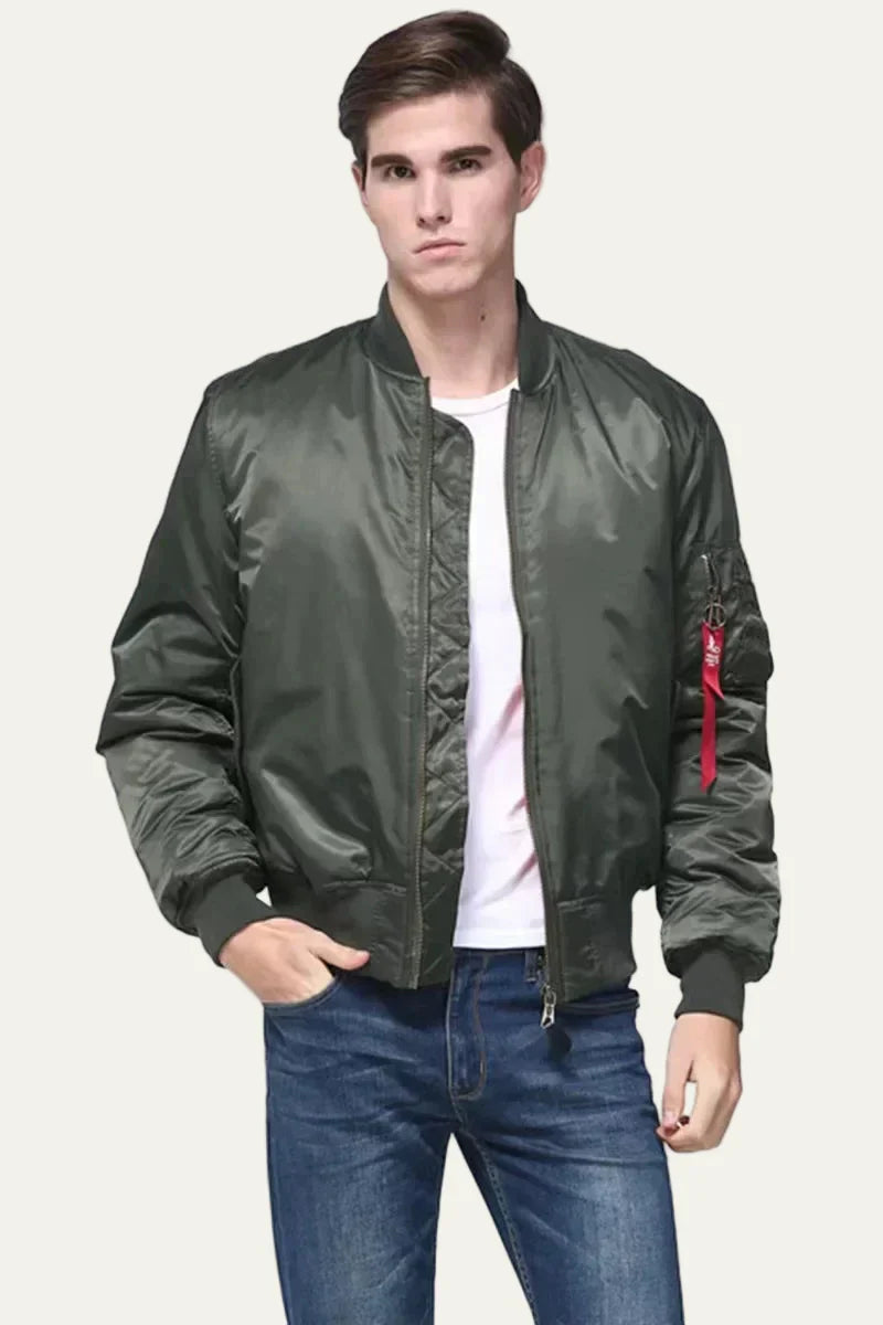 Unisex Bomber Jacket Full Zip Sleeve Utility Pocket