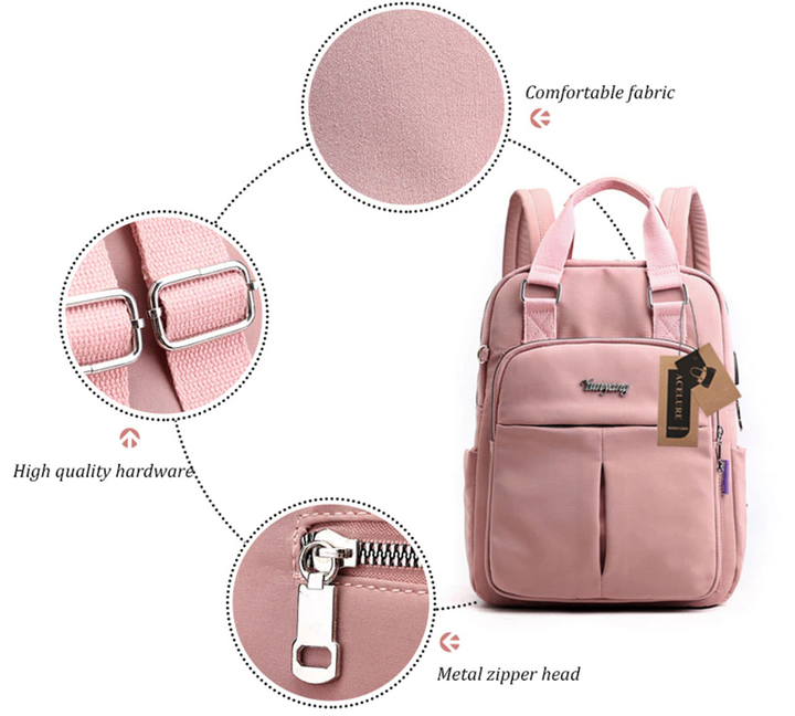 Unisex Backpack Water-Resistant USB Charging Multi-Compartment
