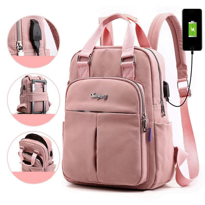 Unisex Backpack Water-Resistant USB Charging Multi-Compartment