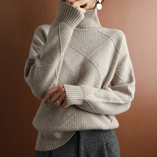 Womens Turtleneck Sweater Cozy Knit Warm Fit
